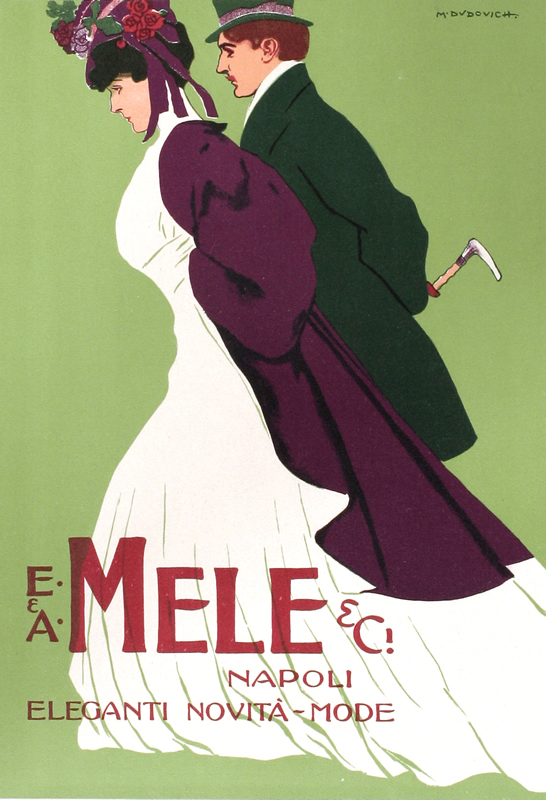 A stylish couple walking; green, purple, white