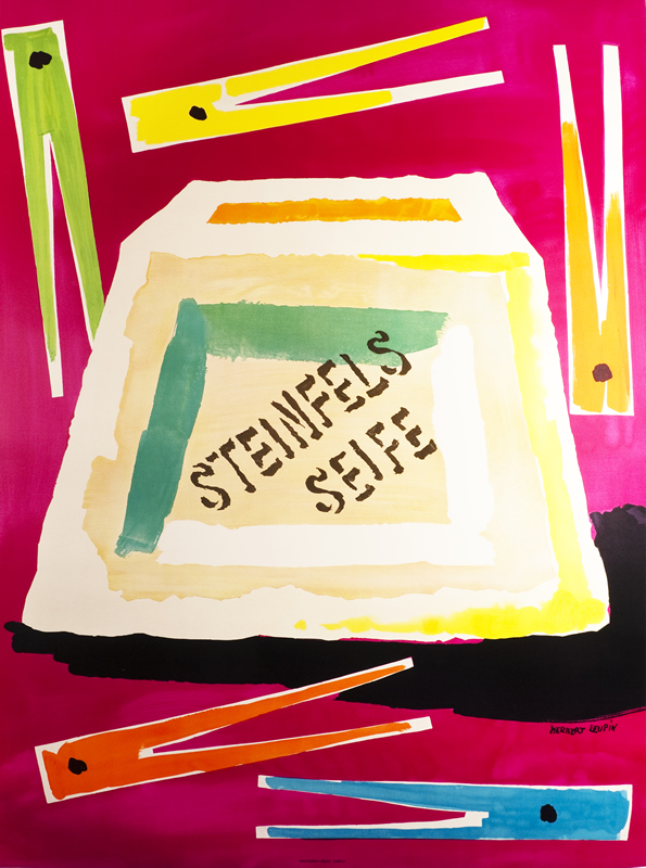 Painterly styled block of laundry soap and clothespins; pink, yellow, blue