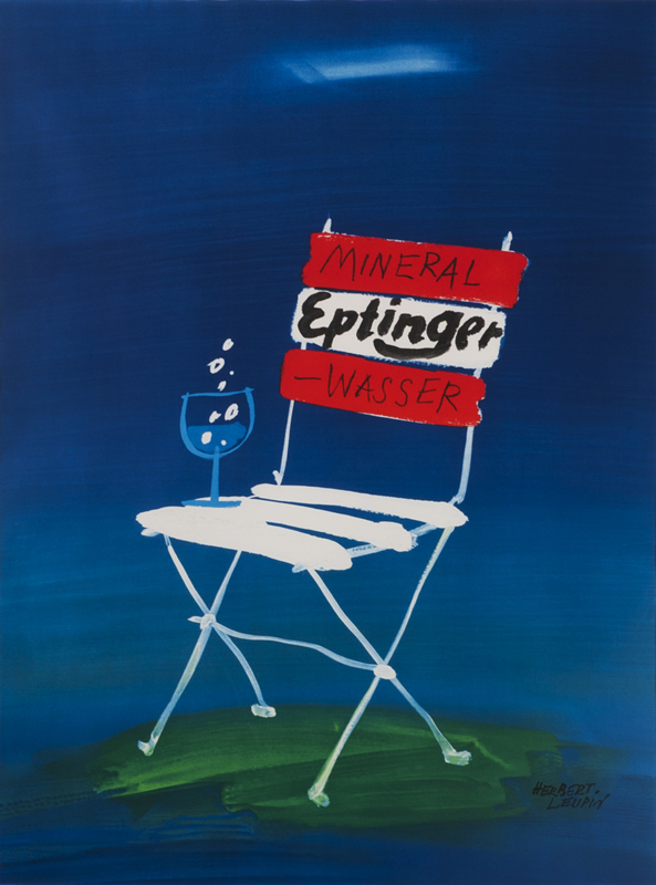 Bubbly water in glass on outdoor chair; red, white, blue, green