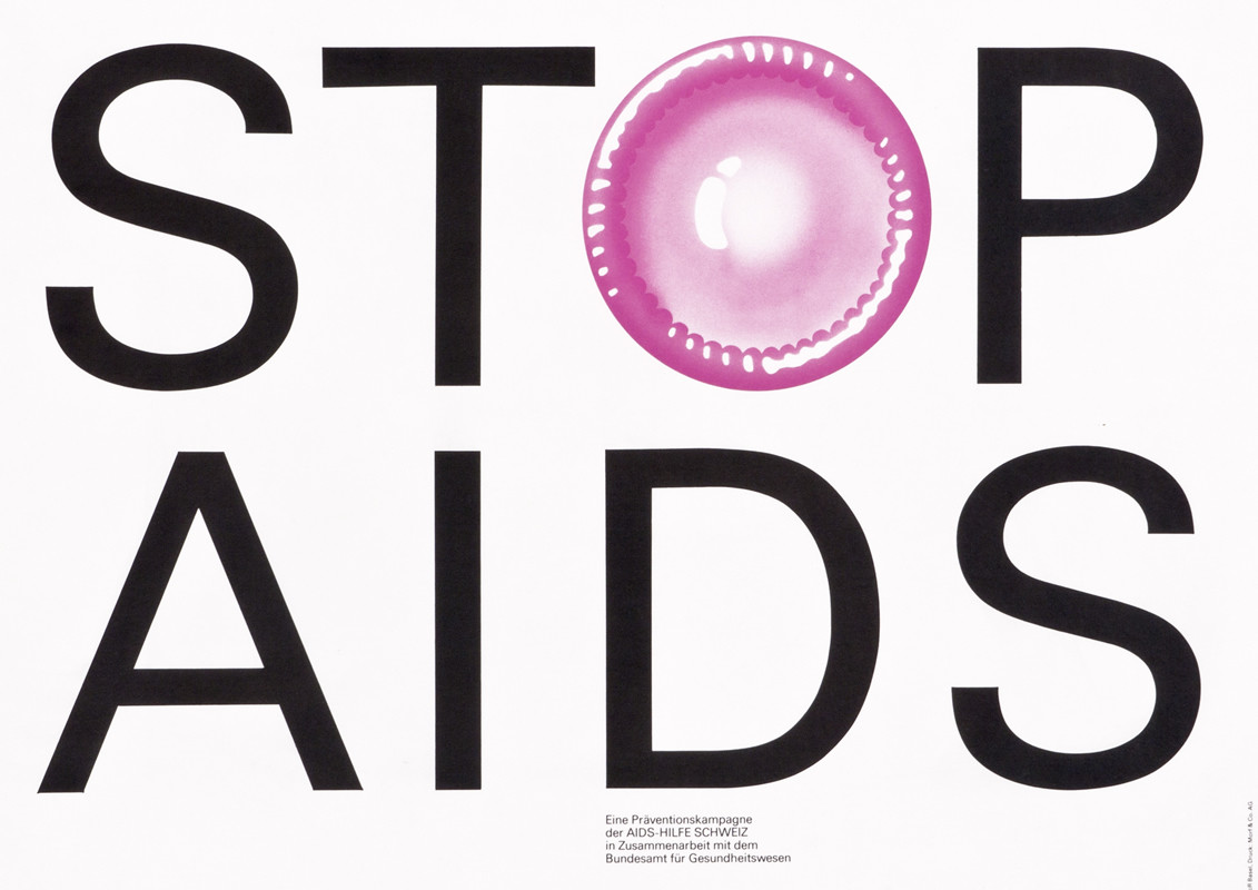 Typography with condom as 'O'