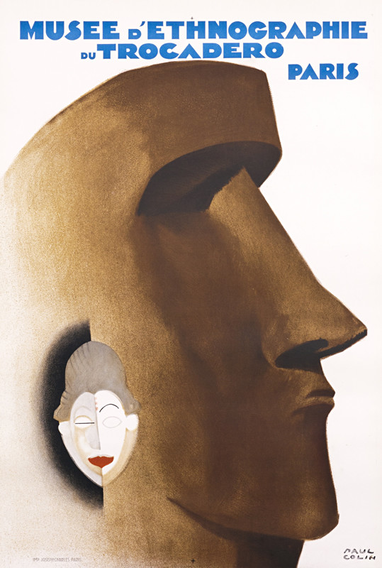 Ethnographic masks and anthropology sculptures, cubist; brown, blue
